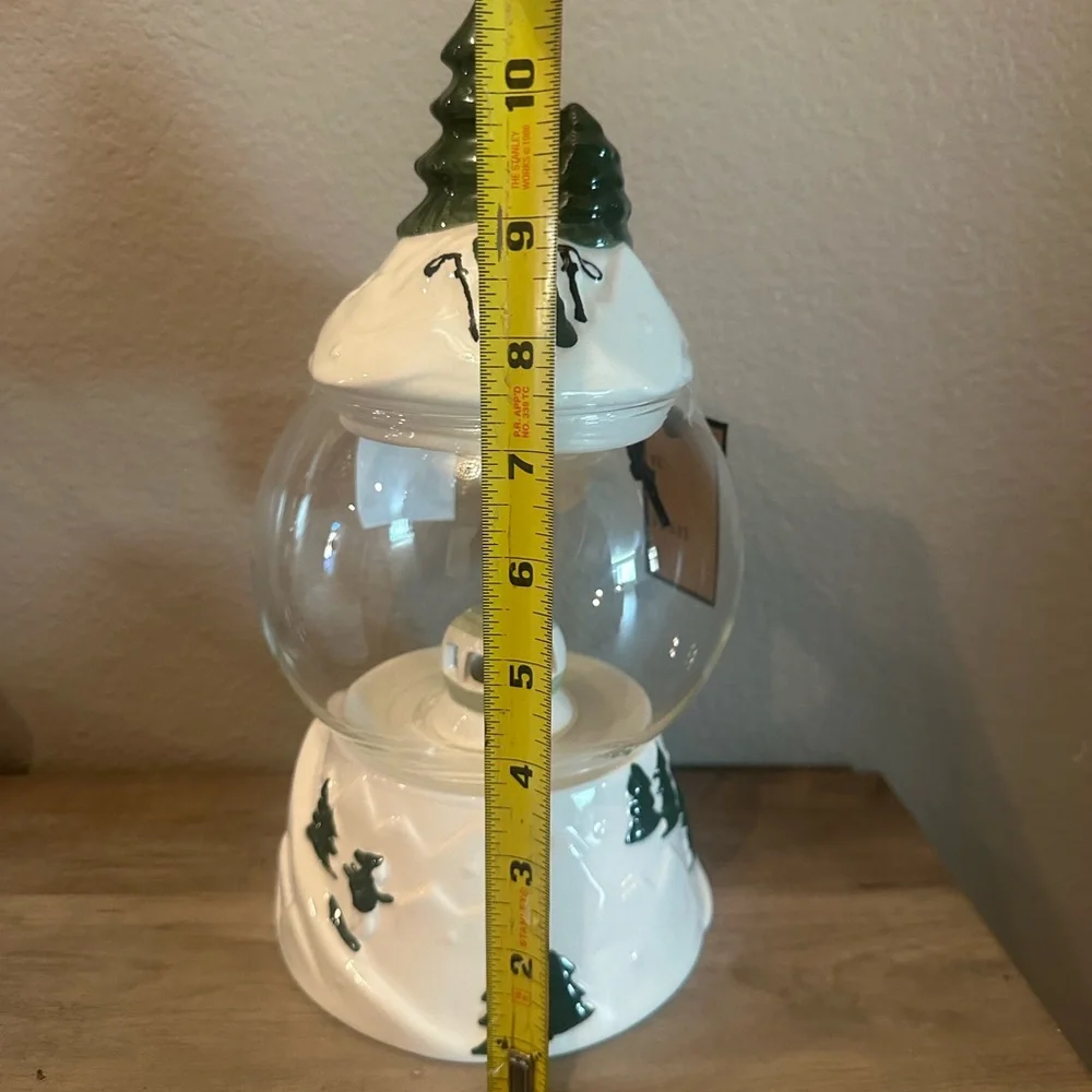 Sale! Peppermint & Pine Light Up Green Trees/Ski Candy Jar - Picture 6 of 7